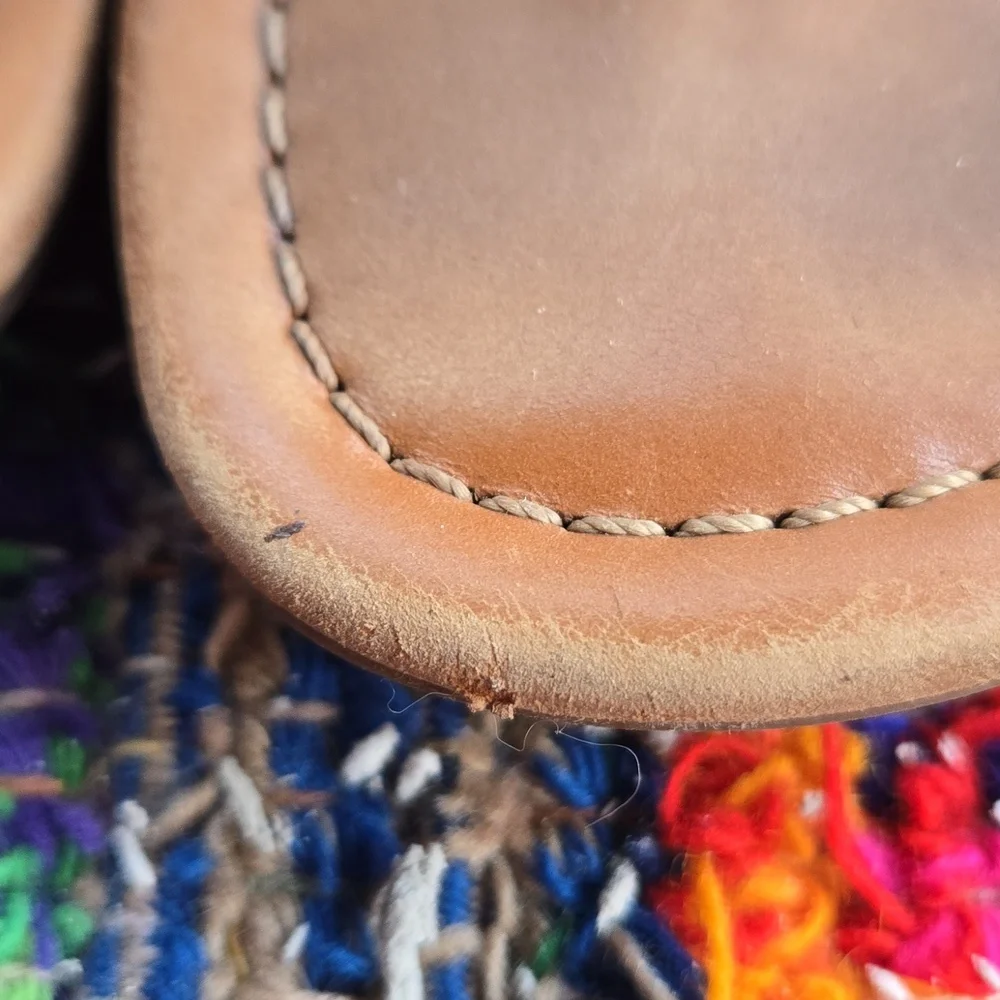 Tory Burch Cognac Brown Leather Miller Medallion Slip-on Flip Flop Sandal - Picture 11 of 17